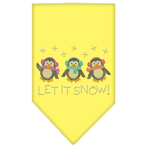 Let It Snow Penguins Rhinestone Bandana Yellow Large